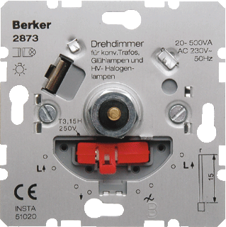 Berker Draaidimmer 2873 LV met soft-klik basiselement 20-500W