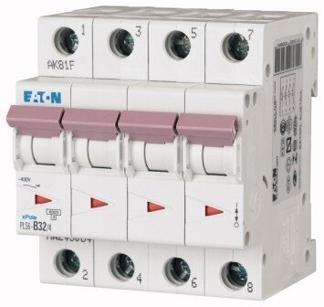 Eaton installatieautomaat PLS6-C32/3N-MW 4-polig 3P+N