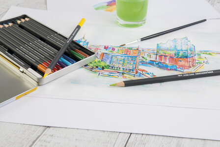 Eberhard Faber EF-516013 Aquarelpotlood Metaaletui A 12 Stuks Met Penseel