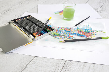 Eberhard Faber EF-516013 Aquarelpotlood Metaaletui A 12 Stuks Met Penseel
