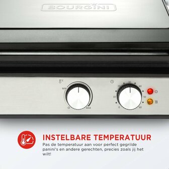 Bourgini Pure Contact Grill RVS/Zwart