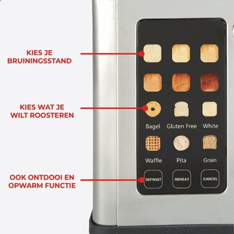 Bourgini Digitale Broodrooster RVS