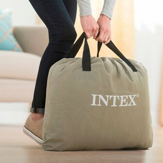 Intex 64418ND Comfort Plush Queen High 2-Persoons Luchtbed 203x152x56 cm + Ingebouwde Pomp Grijs