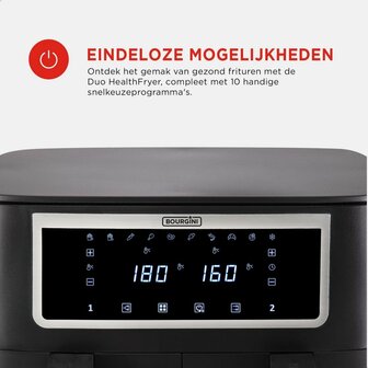Bourgini Duo Heteluchtfriteuse 2x4L 2600W Zwart