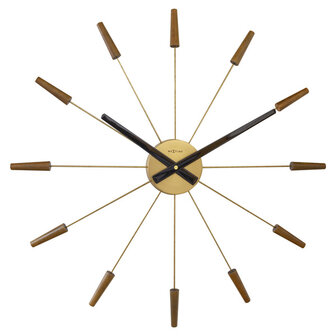 NeXtime NE-2610BR Grote Wandklok - 58cm - Stille Klok -Walnoot Hout - &quot;Plug-Inn&quot;