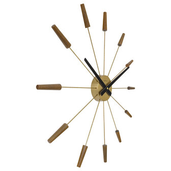 NeXtime NE-2610BR Grote Wandklok - 58cm - Stille Klok -Walnoot Hout - &quot;Plug-Inn&quot;