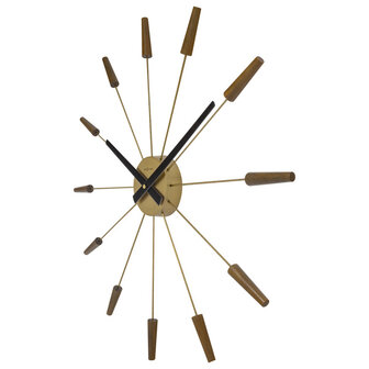 NeXtime NE-2610BR Grote Wandklok - 58cm - Stille Klok -Walnoot Hout - &quot;Plug-Inn&quot;