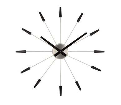 NeXtime NE-2610ZW Wandklok Dia. 58 Cm, Metaal, Zwart, &#039;Plug Inn&#039;