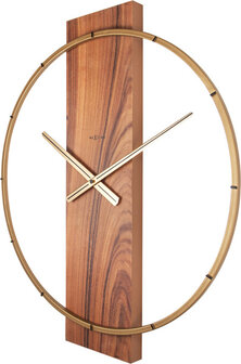NeXtime NE-3195BR Wandklok 50.8x58.2x4.3, Hout/Steel, Bruin