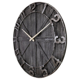 NeXtime NE-3276ZW Wandklok York 50 cm Zwart/Hout/Metaal