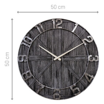 NeXtime NE-3276ZW Wandklok York 50 cm Zwart/Hout/Metaal