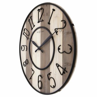 NeXtime NE-3279BR Grote Wandklok Oxford 50 cm Hout/Zwart Metaal