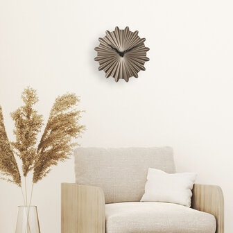 NeXtime NE-3286BR Metalen Wandklok - 40cm - Stille Klok - Bruin - Metaal - &quot;Sunny&quot;