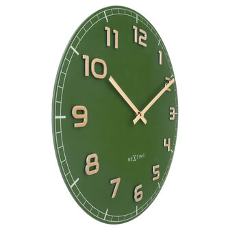 NeXtime NE-3314GC Wandklok Dia 40cm Groen Glas/Aluminium Classy Medium