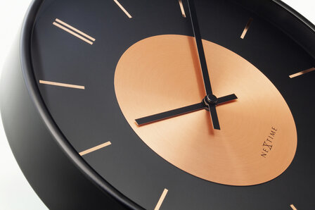 NeXtime NE-3535CO Wandklok Retro II 25cm Zwart/koper Metaal
