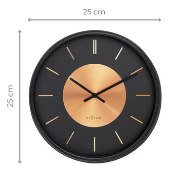 NeXtime NE-3535CO Wandklok Retro II 25cm Zwart/koper Metaal
