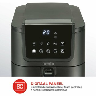 Bourgini Slimfit Airfryer XL 5L 1500W Zwart