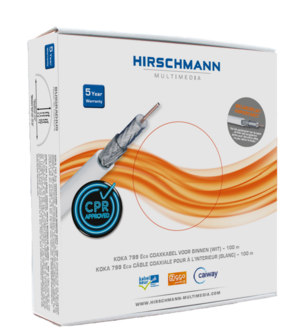 Hirschmann universele coaxkabel KOKA799/ECA wit kabelkeur doos 100 meter