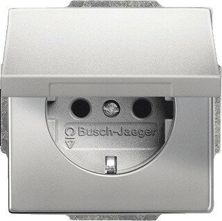 ABB Busch Jaeger 20 EUK-866 wandcontactdoos met klapdeksel Pure stainless steel