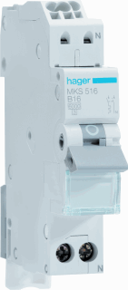 Hager MKS516 installatie automaat 1polig+n 16A B-kar. 6KA QC