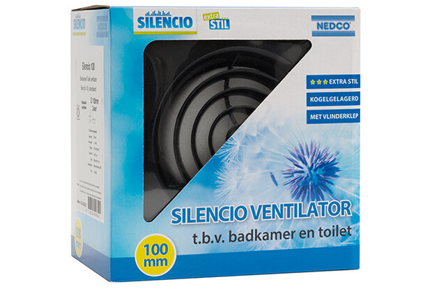 Nedco Silencio 100 badkamer/toiletventilator zwart 