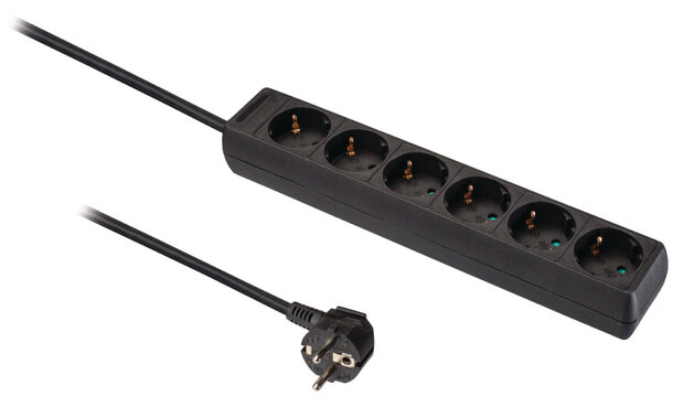 Valueline VLES615F001BL Stekkerdoos 6-wegs 1.50 M Zwart