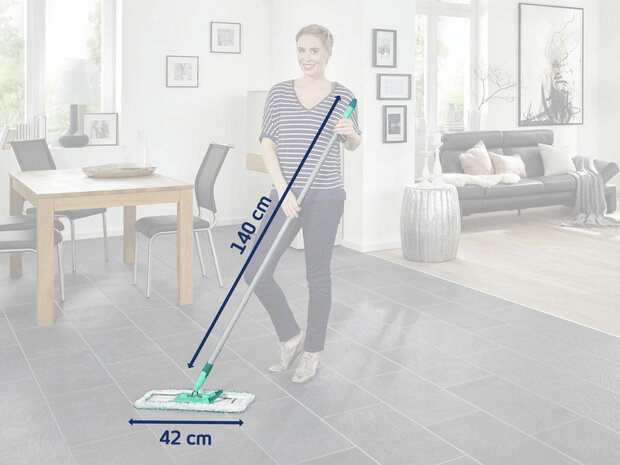 Leifheit 55169 Profi Vloerwisser XL 42 cm met Aluminiumsteel 140 cm Micro Duo + Static Plus