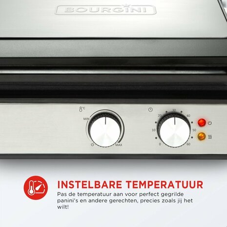 Bourgini Pure Contact Grill RVS/Zwart