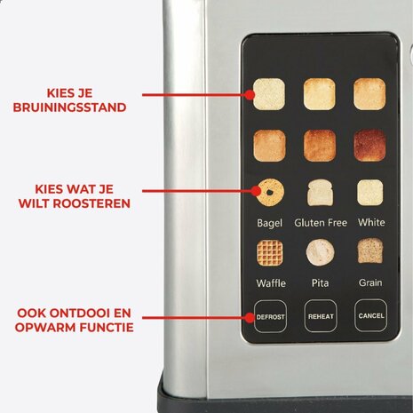 Bourgini Digitale Broodrooster RVS