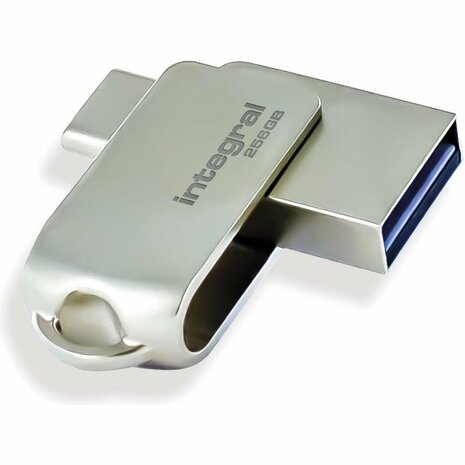 Integral 360-C Dual Flash Drive USB-C & USB 3.0 256 GB Metaal/Zilver