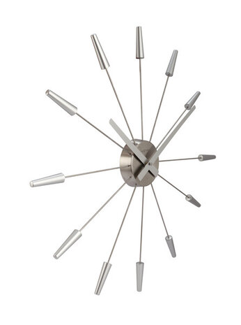 NeXtime NE-2610ZI Wandklok Dia. 58 Cm, Metaal, Zilver, 'Plug Inn'
