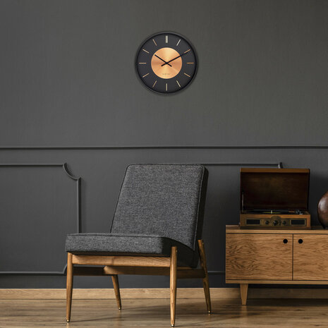 NeXtime NE-3535CO Wandklok Retro II 25cm Zwart/koper Metaal