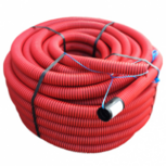 Flexibele mantelbuis 40mm met trekdraad en koppelstuk rood 50 meter Flexibele mantelbuis 40mm met trekdraad en koppelstuk rood 50 meter