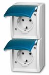 Busch Jaeger 20-02 EW-53 wandcontactdoos dubbel verticaal spatwaterdicht opbouw IP44 Busch Jaeger 20-02 EW-53 wandcontactdoos dubbel verticaal spatwaterdicht opbouw IP44