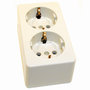 Dubbel stopcontact opbouw met randaarde creme