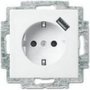 ABB Busch-Jaeger wandcontactdoos met usb en kinderveilig Balance SI alpinwit 20 EUCBUSB-914